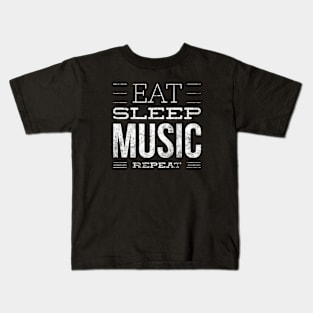 Eat Sleep Music Repeat White Letter T-shirt Kids T-Shirt